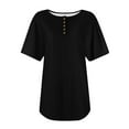 thumbnail image 3 of NAMTYQX Womens Tops Dressy Casual Plus Size Comfort Trendy Loose Fit Casual Soft Solid Color Crewneck Short Sleeve Black Size 3XL, 3 of 5