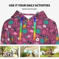 thumbnail image 4 of Fotbe Summer Flamingo Pattern Womens Long Sleeve Hoodie, Pullover Hooded Sweatshirt, Kangaroo Pocket Hoodie with Eye-catching Drawstrings-Medium, 4 of 7
