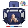 Playpen for Baby Pet, Pet Playpen Exercise Cage, Deluxe Extra Large Kids 6-Panel Portable Play Yard Indoor and Outdoor, Playpen Fence with 10 Ocean Balls and Breathable Mesh