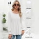 thumbnail image 5 of Womens Autumn Puff Long Sleeve Pullover Tunic Top Solid Color Round Neck Pleated Front T-Shirts Casual Loose Blouses Black, 5 of 5