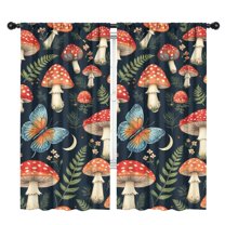 Blackout Kids Curtains,Mushroom Butterfly Pattern Childrens Insulated Curtains Set Of 2,Bedroom Essentials,Toddler Room Decor 42x84in(106x213cm)