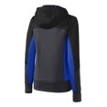 thumbnail image 6 of SPORT-TEK Tech Fleece Colorblock Full-Zip Hooded Jacket 4XL Black/Graphite HTHR/True Royal, 6 of 6