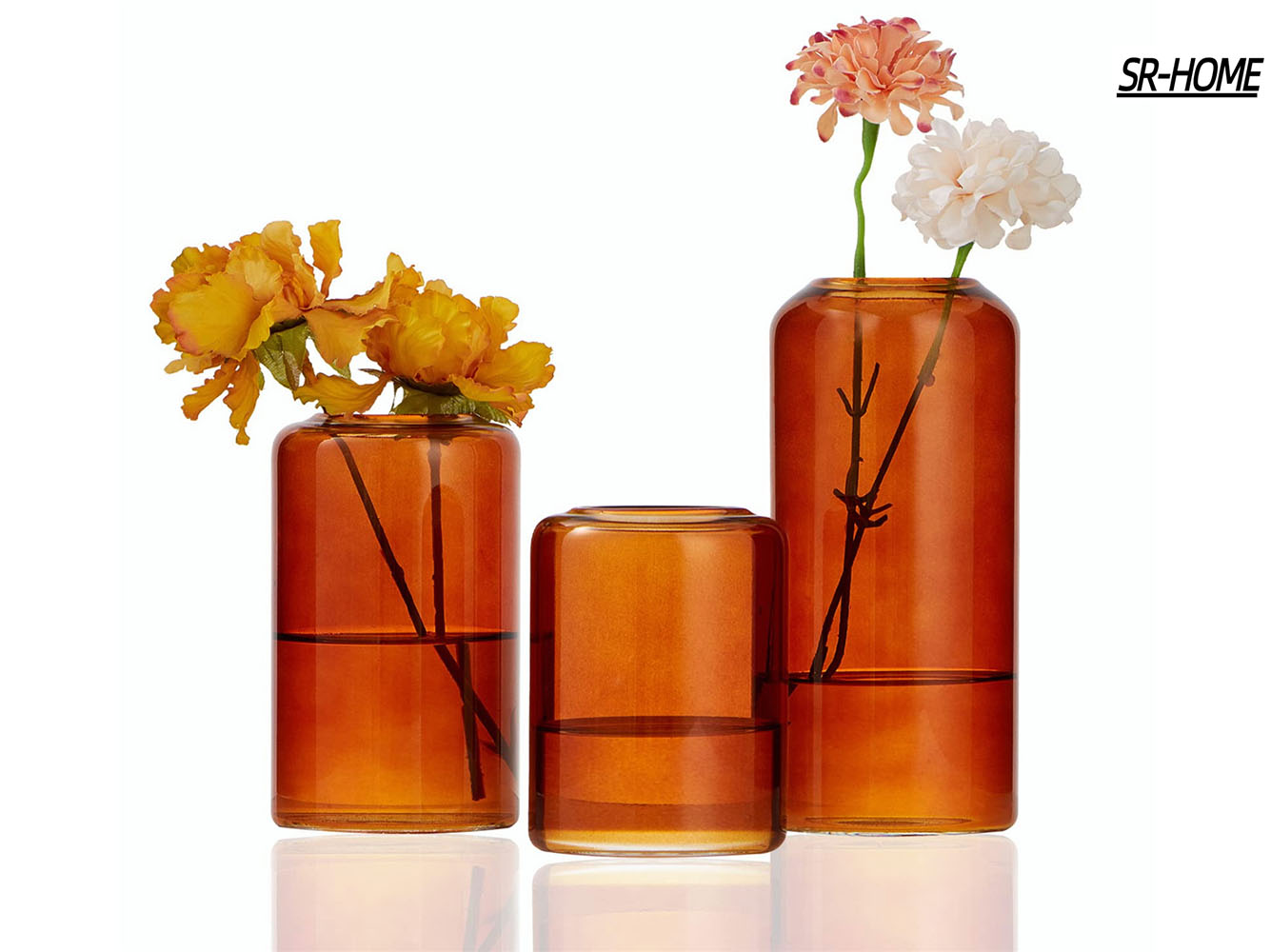 Bud Vases in Bulk,Modern Small Medium Amber Bud Vases for Home Decor