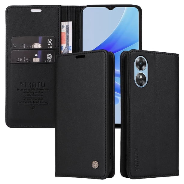 Funda para OPPO A17 Estuche de Cuero PU Tipo Cartera con Ranuras para Tarjetas y Cierre Magnético