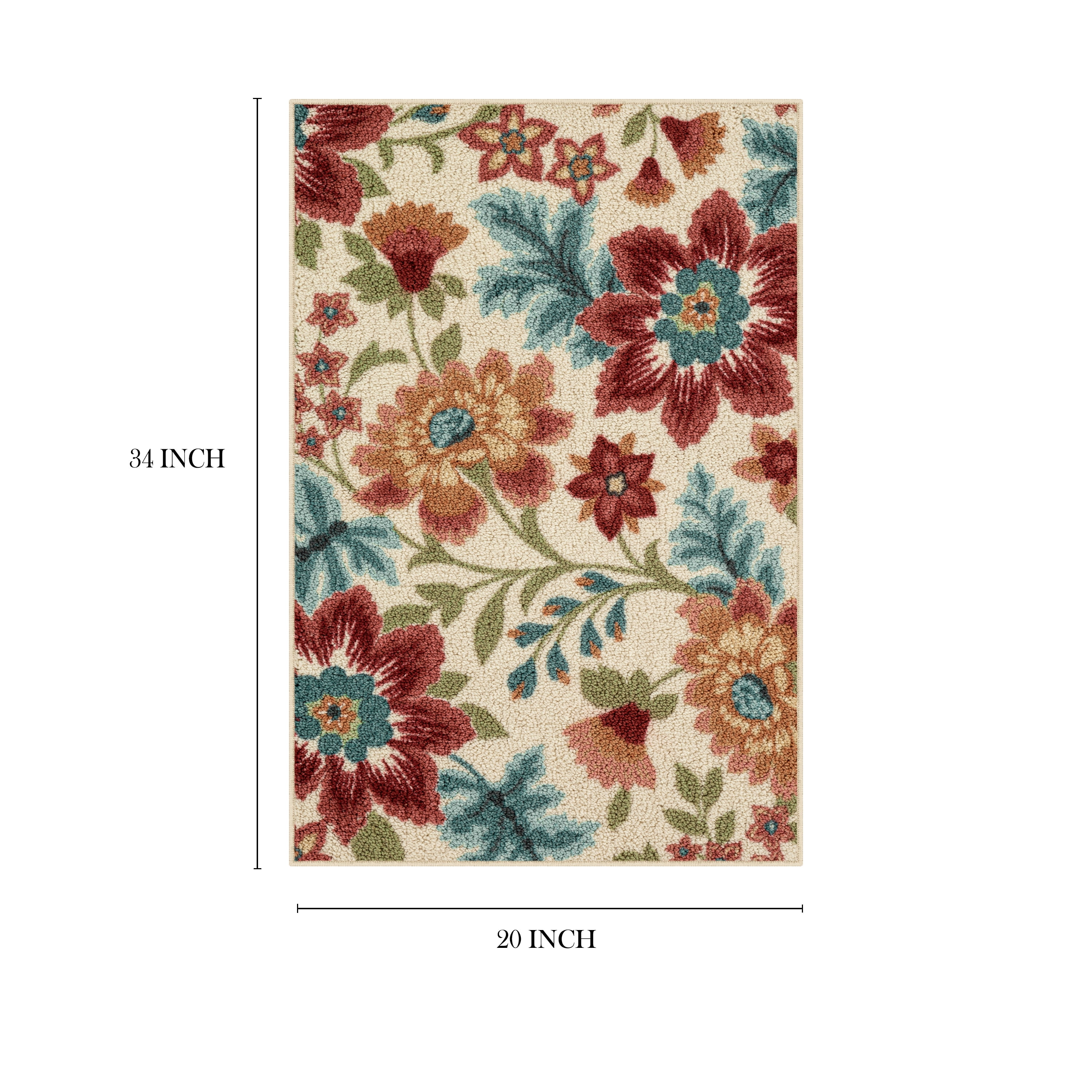 Mainstays Farmhouse Oversized Floral Cream Indoor Accent Rug, 1'8"x2'10"