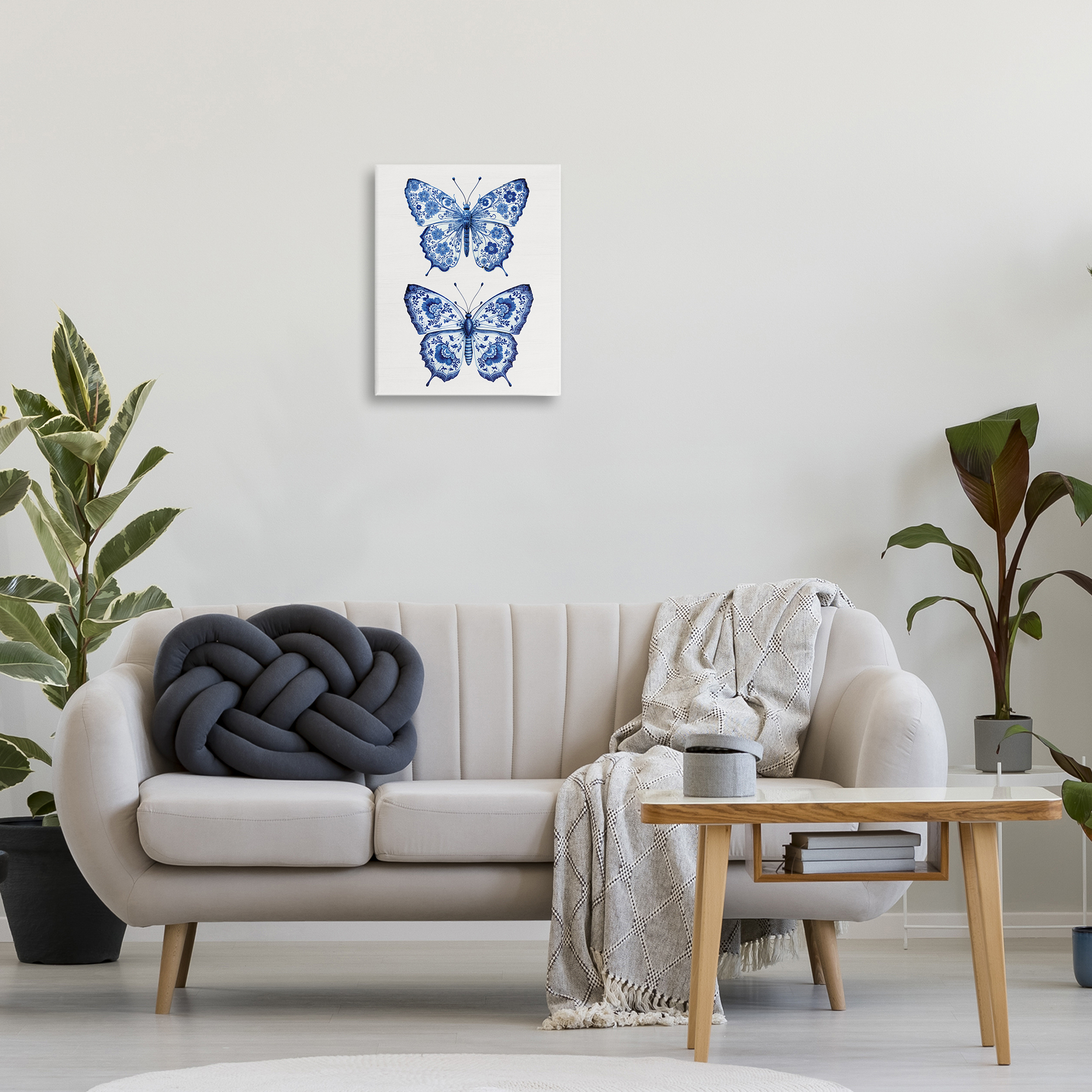 Ornate Toile Pattern Butterflies Canvas Wall Art, design by Lettered and Lined