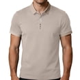 thumbnail image 2 of DPTALR Men's Casual Contrast Trim Short Sleeve Button Polo Shirt,Beige,Big Men's,Tall Men's XL,Young Men's T-shirt, 2 of 7