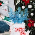 thumbnail image 5 of 12 Pcs 16.2 Inch Artificial Christmas Picks for Christmas Tree Glitters Christmas Picks Sprays with Flowers Berry Leaves Christmas Glitter Berries Stems for Xmas Tree Ornaments (Blue), 5 of 6