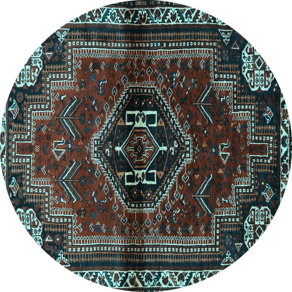 Ahgly Company Indoor Round Persian Light Blue Traditional Area Rugs, 7' Round