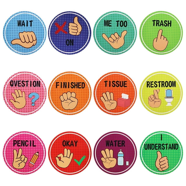 SHISUYAN 1 Set Classroom Hand Signal Posters for Teachers and Students Visual Cues for Nonverbal Communication Kindergarten and Elementary School Decor