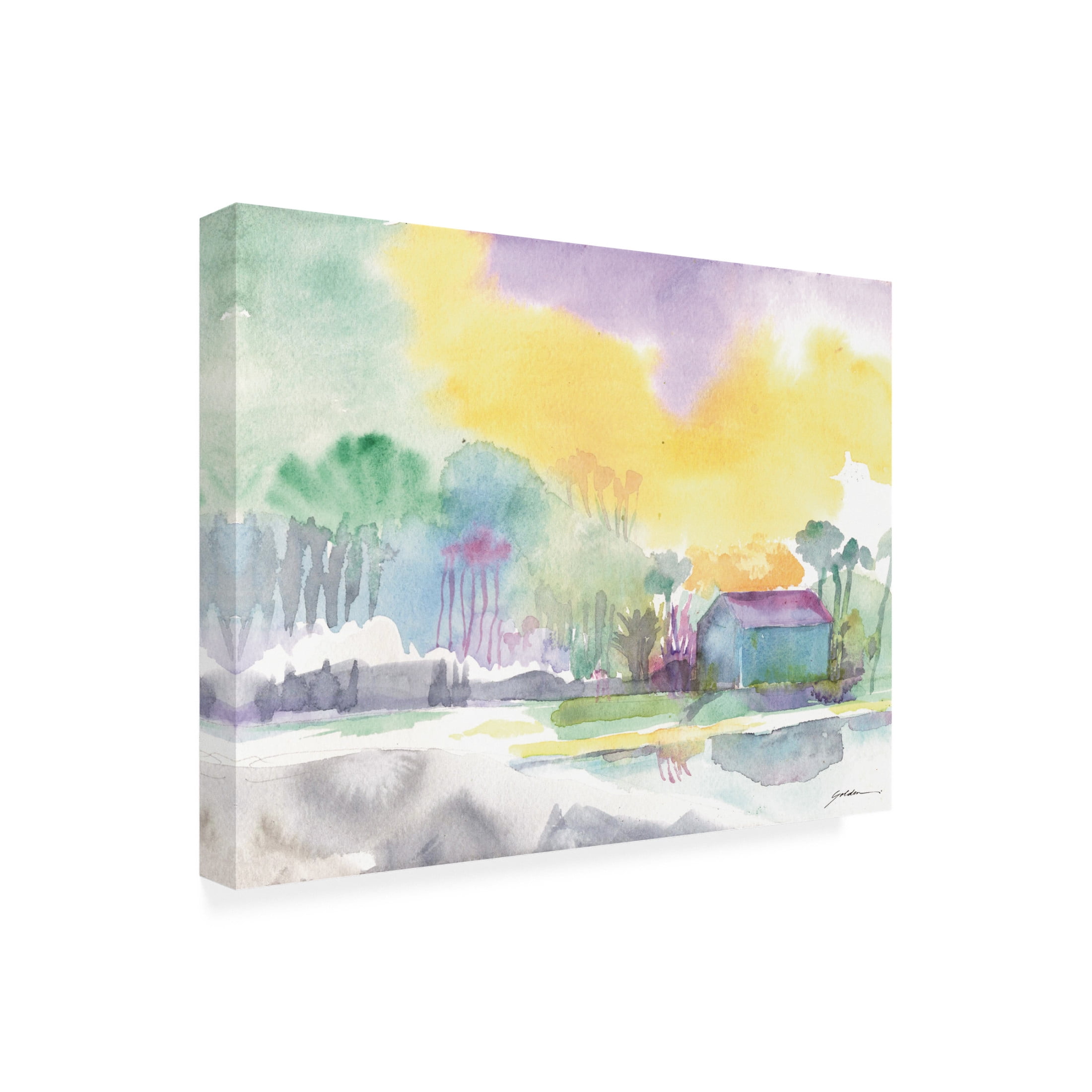 Canvas Wall Art - Sheila Golden 'Boathouse 3' Wall Art for Living Room, Bedroom, or Office Décor by Trademark Fine Art - 47 x 35 Inches
