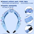 thumbnail image 3 of Conjunto de diadema con nudo de perla para mujer, diadema decorativa con piedras preciosas coloridas, diadema con nudo cruzado de perla sintética, accesorios para el cabello para mujer Ormromra CZMR-XM57, 3 of 7