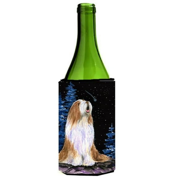 Starry Night Bearded Collie Wine bottle sleeve Hugger - 24 oz.