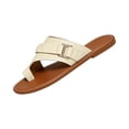 thumbnail image 2 of Commforr Sandales de Plage pour Femmes Sandales Plates pour Femmes Sandales Larges pour Femmes Sandales à Enfiler pour Femmes Mode Rétro Boucle Ajustable Confortables Plates Légères Semelle de Propreté Sandales de Plage pour Dames Beige 7, 2 of 8