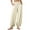 Beige, variant on UAMVSH Cotton Linen Pants for Women Soft Summer Beach Vacation Boho Harem Pants Baggy Smocked Waist Pants with Pockets