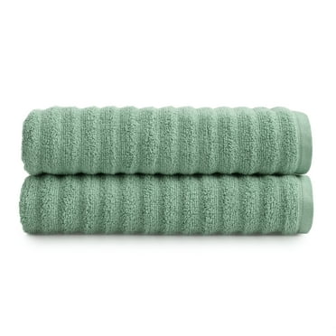 Mainstays Performance Textured Bath Sheet 2-Piece Set, Green Sage