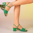 thumbnail image 4 of Lenago Women's Open Toe Chunky Heel Sandals Ankle Strap Platform Slides Summer Casual Walking Shoes Comfortable Fashionable Summer Vacation Green 8.5, 4 of 9