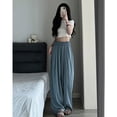 thumbnail image 3 of Pants Women All-match Elastic Waist Daily Straight Leisure Loose Korean Style, 3 of 8