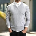 thumbnail image 2 of SHTXOZHI Mens Business Casual Tops V-Neck Long Sleeve Shirts Solid Color Pullover Fall Winter Work Sweater Shirts, 2 of 6