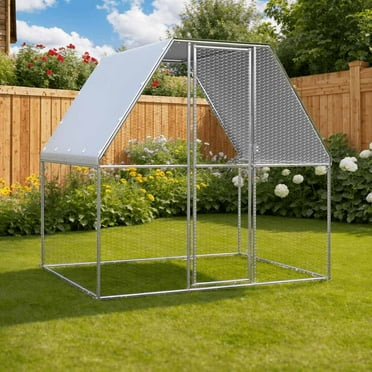 vidaXL Chicken Cage Silver and Gray 6.6Âx6.6Âx6.6Â Galvanized Steel