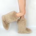thumbnail image 2 of Gegefur Women's Faux fur Boot Furry Fluffy Short Snow Boot Mid-Calf Boots Warm Comfortable Outdoor Flat Shoes, 2 of 5