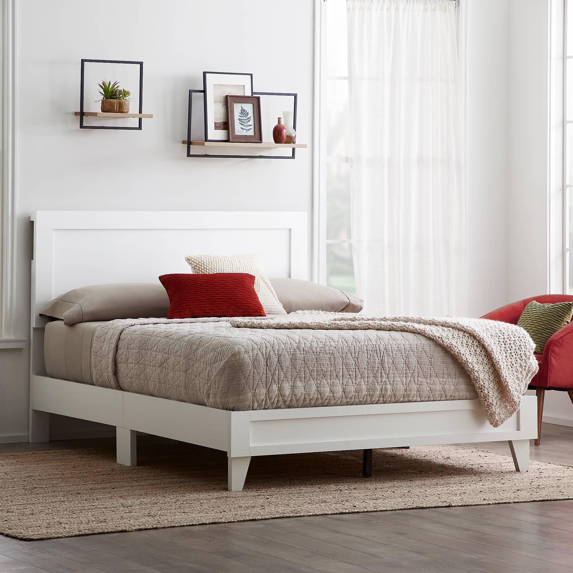 Featured image of post White Wood Platform Bed Frame King - Our larger items like beds and tables generally ship curbside freight, though white glove delivery and install may also be available for an additional.