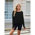 thumbnail image 5 of Women'S Long Sleeve Solid Color Loose - Fit Casual Yoga Top - Soft, Breathable for Yoga Black XXL, 5 of 8