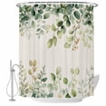 thumbnail image 2 of Eucalyptus Waterproof Fabric Shower Curtain,Rustic Chic Greenery Plant Round Weeping Leaf Waterproof Fabric Shower Curtain for Bathroom Curtains Bathtubs Shower Curtains with 12 Hooks Standard 60x72, 2 of 8