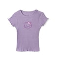 thumbnail image 5 of Hello Kitty French Terry Drop Shoulder Pullover Sweatshirt, Ribbed T-Shirt and Shorts 3 Piece Outfit Set Toddler to Big Kid, 5 of 5