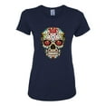 thumbnail image 2 of Dia de los Muertos Trippy Psychedelic Drugs Skull Fashion Womens Graphic T-Shirt, Navy, Large, 2 of 4