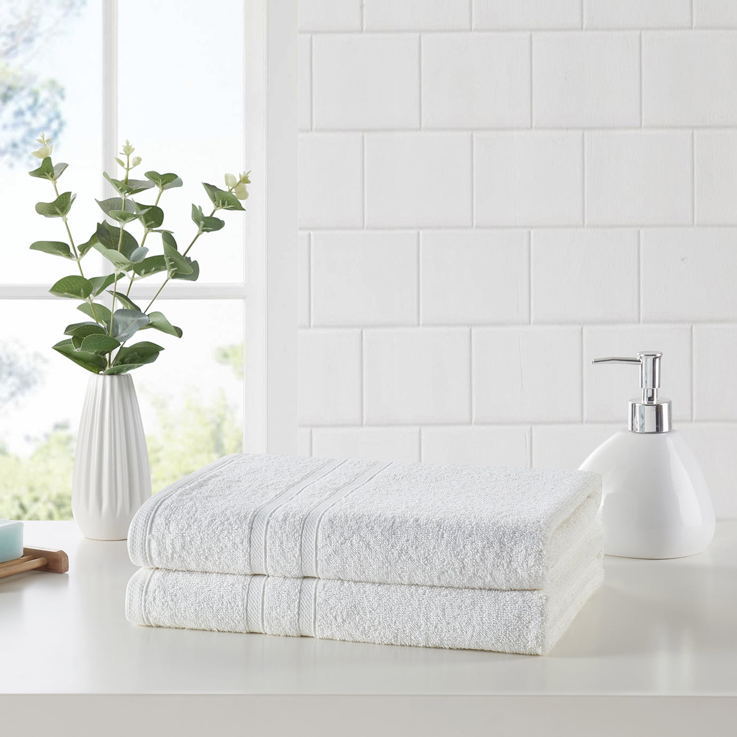 Clorox Bleach Friendly 2 Piece Bath Towel Set, 30" x 52", White