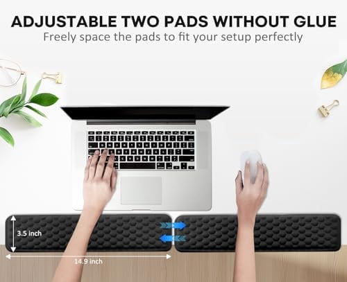 Tekola L-Shaped Desk Elbow Pad for Desk, Memory Foam Elbow Support Padding with Non-Slip, 2 Pack Ergonomic Desk Edge Cushion, Wrist Comfort Support for Office Home Black