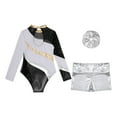 thumbnail image 6 of YONGHS Kids Girls Rhinestone Gymnastic Dance Leotard Tumbling Bodysuit with Shorts Scrunchies Set White 8, 6 of 7
