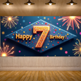 thumbnail image 6 of LUUFILx Blue Square Happy 7th Birthday Banner with Star Elements Party Decoration Background Backdrop for Birthday Party Photography Props Decorations Celebration, 6 of 8