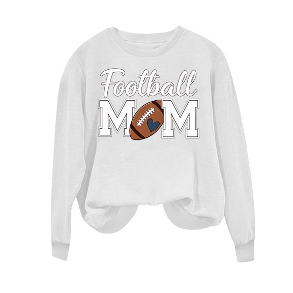 Karight Women's Football Mom Graphic Crewneck Sweatshirt Long Sleeve Casual Pullover Top