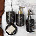 thumbnail image 5 of Juego de 4 accesorios de baño de cerámica con dispensador de jabón, vasos y jabonera (negro), 5 of 5