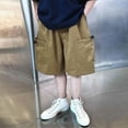 thumbnail image 2 of Ltctricy Boys' Cargo Shorts Elastic Waist Wide Leg Knee Length Casual Shorts with Pockets Summer Bermuda Shorts for Children, 2 of 3