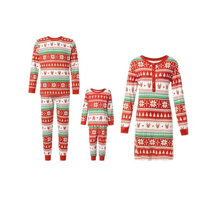 

Yinyinxull Christmas Print Matching Family Pajamas Outfits Womens Mini Dress and 2pcs Tops Pants for Men Kids Loungewear