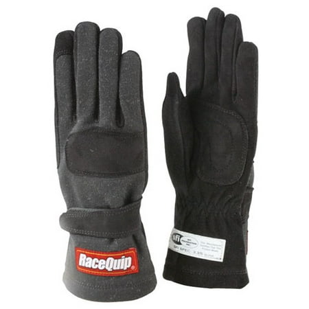Racequip Safequip 2 Layer Large Black/Black 355 Series Driving Gloves P/N