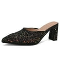 thumbnail image 4 of Mostsola Heel Mules for Women Mules Glitter Slip on Closed Pointed Toe Backless Loafers, 4 of 9