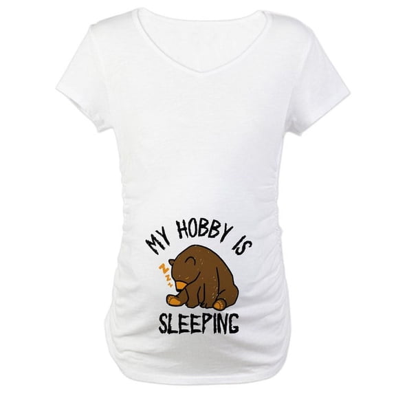 CafePress - My Hobby Is Sleeping Chill Grizzly Bear Women's Maternity T Shirt - Cotton Maternity T-shirt, Cute & Funny Pregnancy Tee