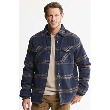 JACHS New York Men’s Sherpa Lined Wool Blend Jacket - Blue - Medium