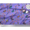 thumbnail image 2 of Soimoi Purple Velvet Fabric Flower & Butterfly Print Sewing Fabric BTY 58 Inch Wide, 2 of 5