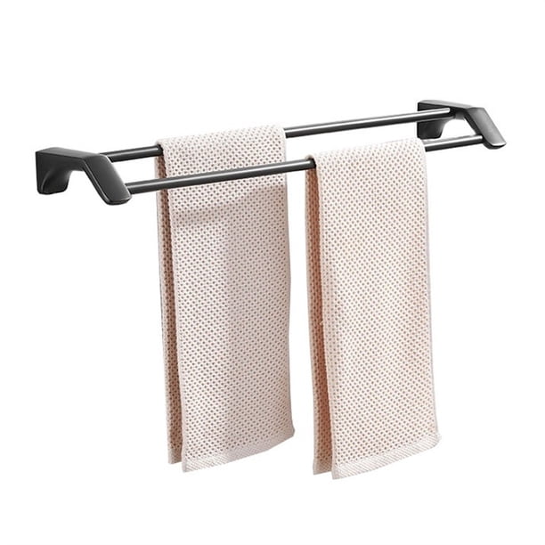 Toallero doble de acero inoxidable for baño, soporte de pared for toallas, sin necesidad de taladrar.
