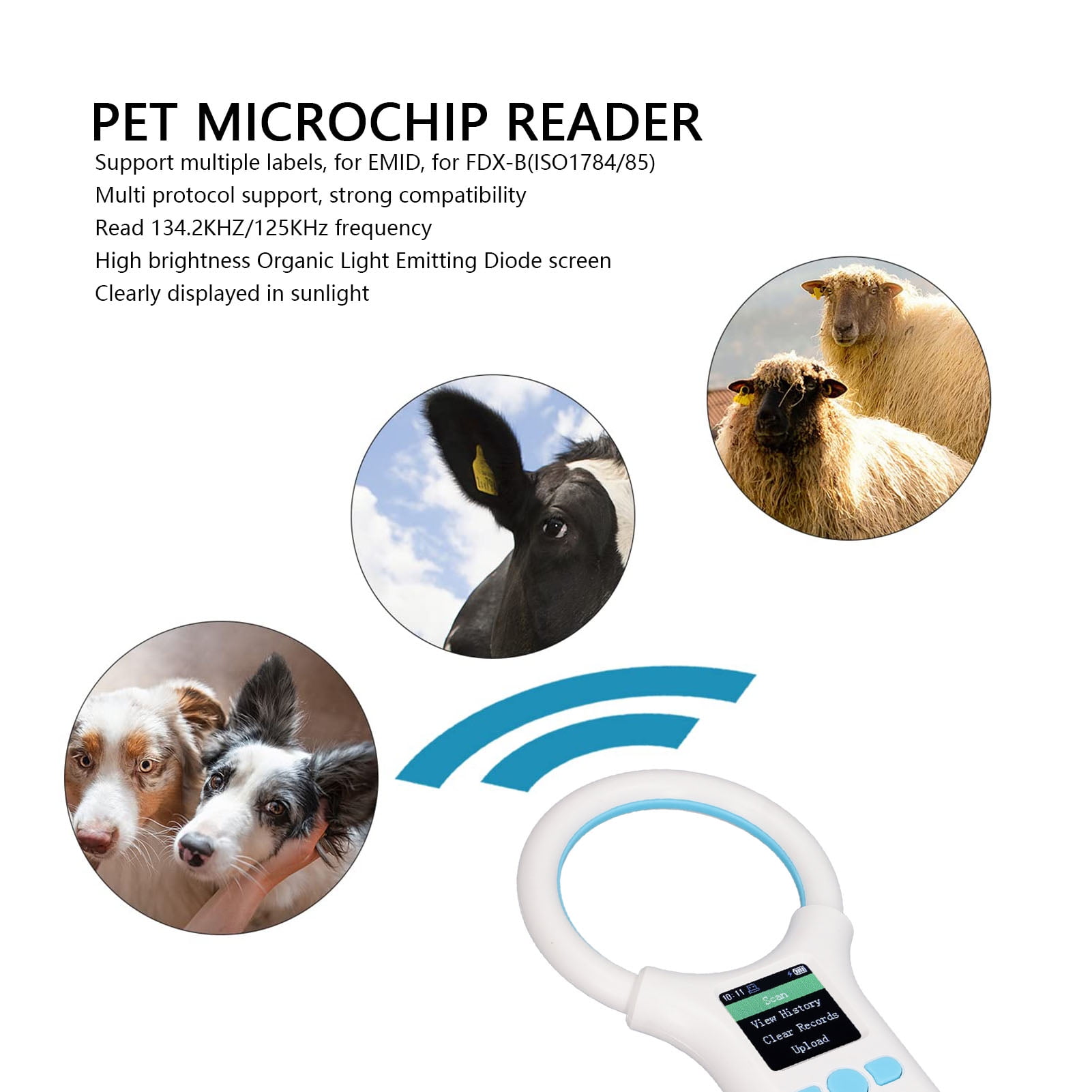 Pet Microchip Scanner, Animal Tag Reader High