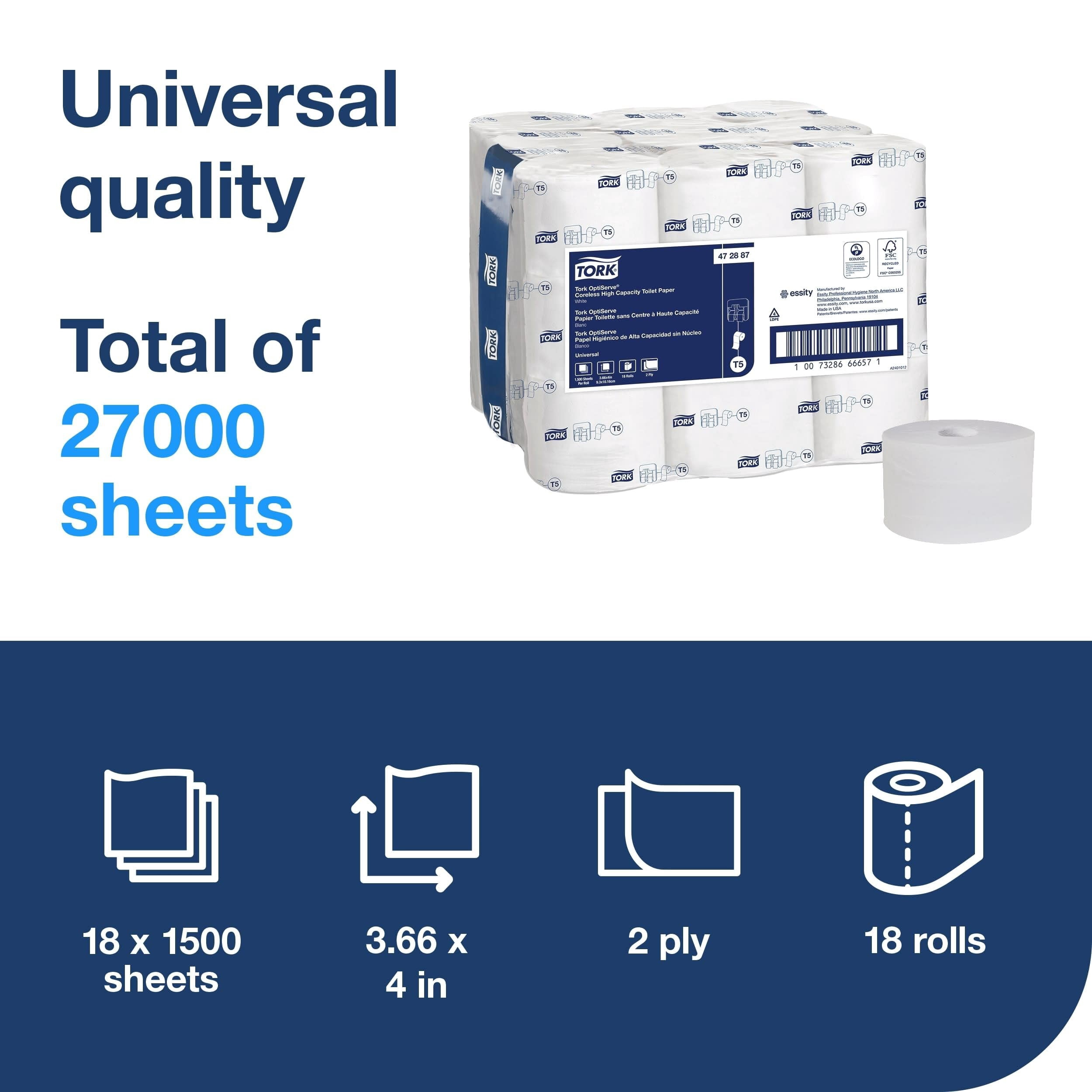 2-Ply OptiServe High-Capacity Coreless Toilet Paper - White (18/Carton)