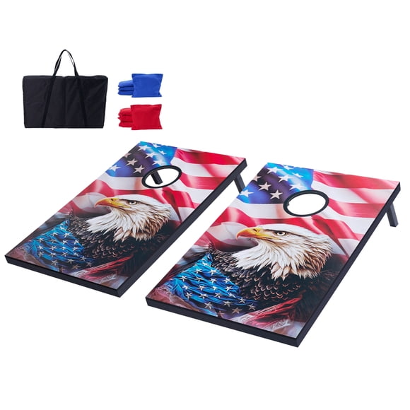 VEVOR 3x2ft Cornhole Set Portable Corn Hole Toss Game Board Wood 8 Bean Bag Carry Case