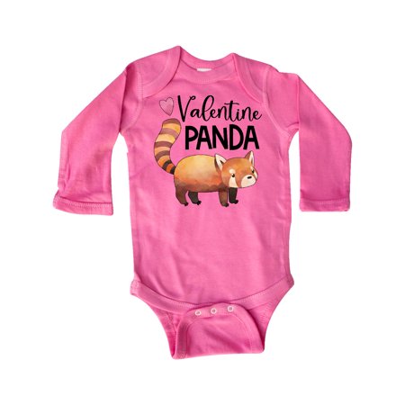 

Inktastic Valentine Panda Cute Red Panda Gift Baby Boy or Baby Girl Long Sleeve Bodysuit