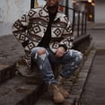 thumbnail image 3 of Chaqueta de solapa con patrón geométrico, camisa de estilo étnico de manga larga con botones, informal, holgada, de otoño, para hombre, patrón geométrico L, 3 of 6
