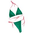 thumbnail image 2 of 1 Set Backless Swimsuit Padded Drawstring Pure Color Bikini Set for Beach, 2 of 7